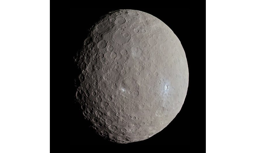 NASA Dawn spacecraft image of dwarf planet Ceres, Wikimedia Commons.